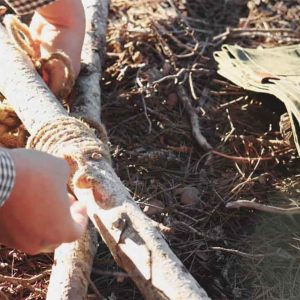 Sturdy 8oz Cotton Canvas Bushcraft Tripod Chair Multipurpose Ground Cloth, Hammock Chair, and Wood Carrier