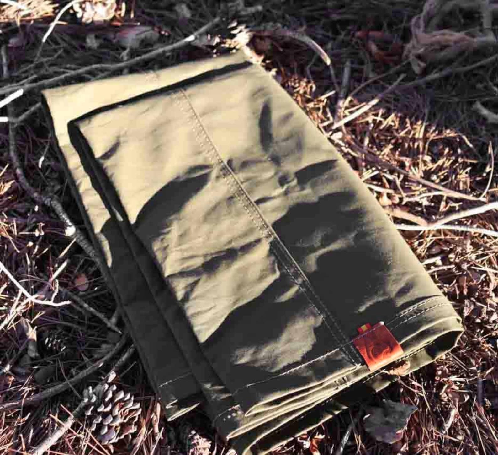 Sturdy 8oz Cotton Canvas Bushcraft Tripod Chair Multipurpose Ground Cloth, Hammock Chair, and Wood Carrier - Image 3