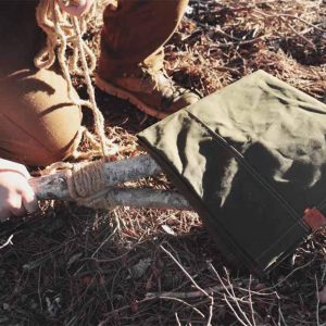 Sturdy 8oz Cotton Canvas Bushcraft Tripod Chair Multipurpose Ground Cloth, Hammock Chair, and Wood Carrier