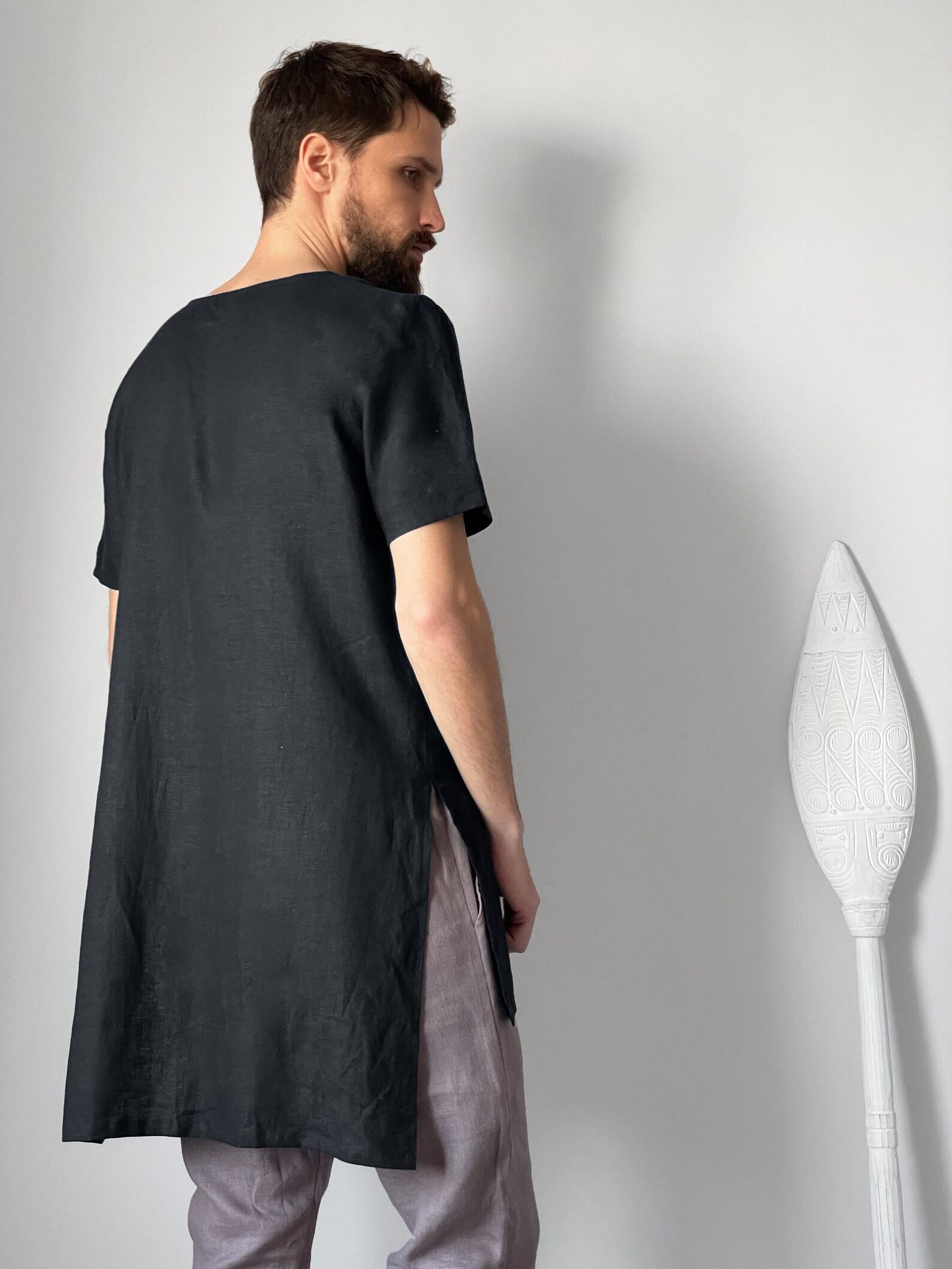 Stylish and Comfortable Maxi Men’s Linen Tunic for a Interesting Item - Image 4