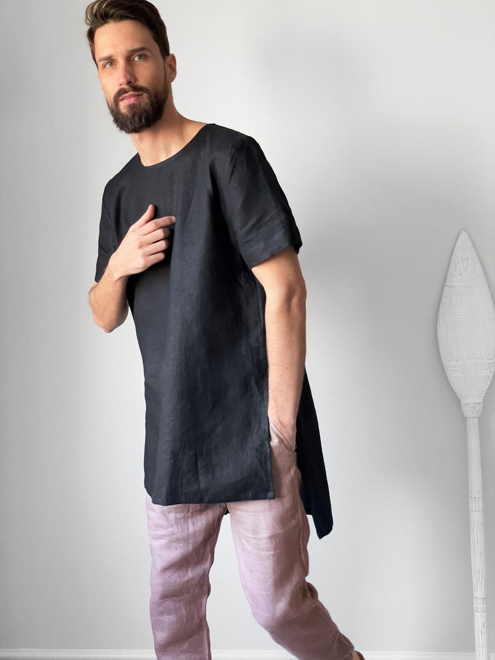 Stylish and Comfortable Maxi Men’s Linen Tunic for a Interesting Item - Image 6