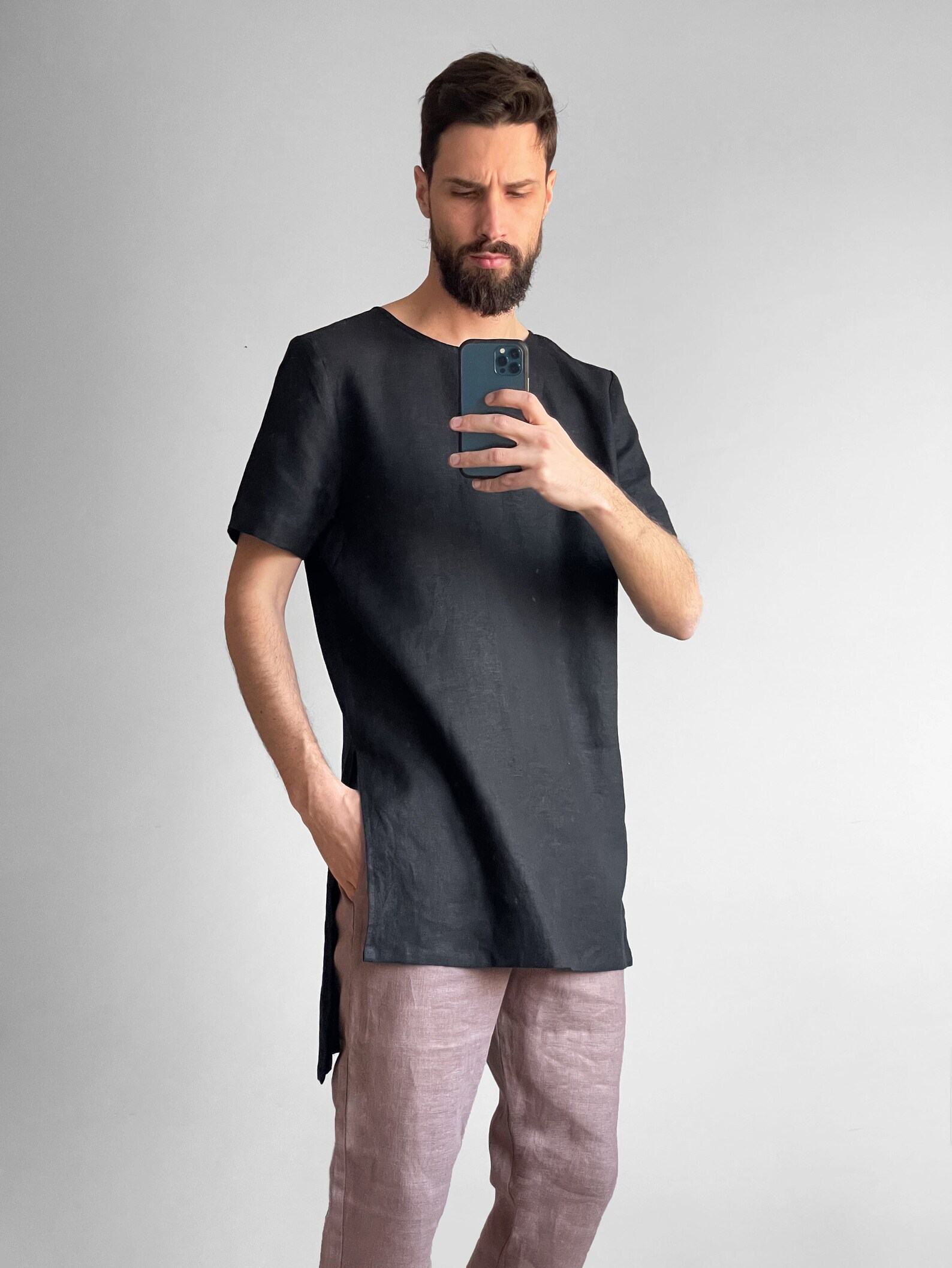 Stylish and Comfortable Maxi Men’s Linen Tunic for a Interesting Item - Image 2