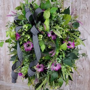 Summer’s Embrace Purple Floral Wreath with Serene Charm