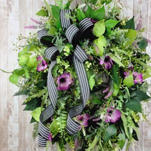 Summer’s Embrace Purple Floral Wreath with Serene Charm