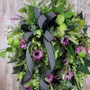 Summer’s Embrace Purple Floral Wreath with Serene Charm
