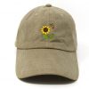 Sunflower Bee Embroidered Summer Baseball Cap Washed Cotton Curve Brim Hat