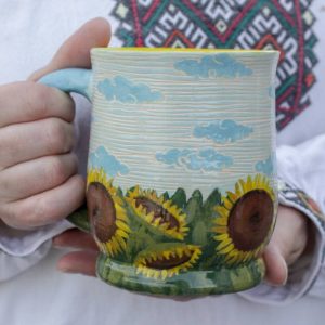 Sunflower of Hope A Ceramic Mug Embracing Ukrainian Resilience