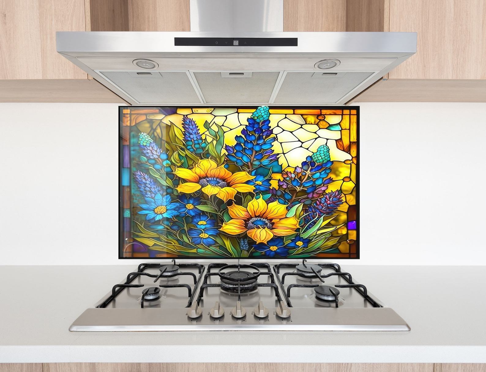 Sunflower Symphony Heat-Resistant Tempered Glass Backsplash for a Radiant Kitchen - Image 6