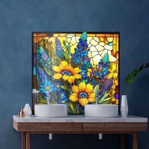 Sunflower Symphony Heat-Resistant Tempered Glass Backsplash for a Radiant Kitchen