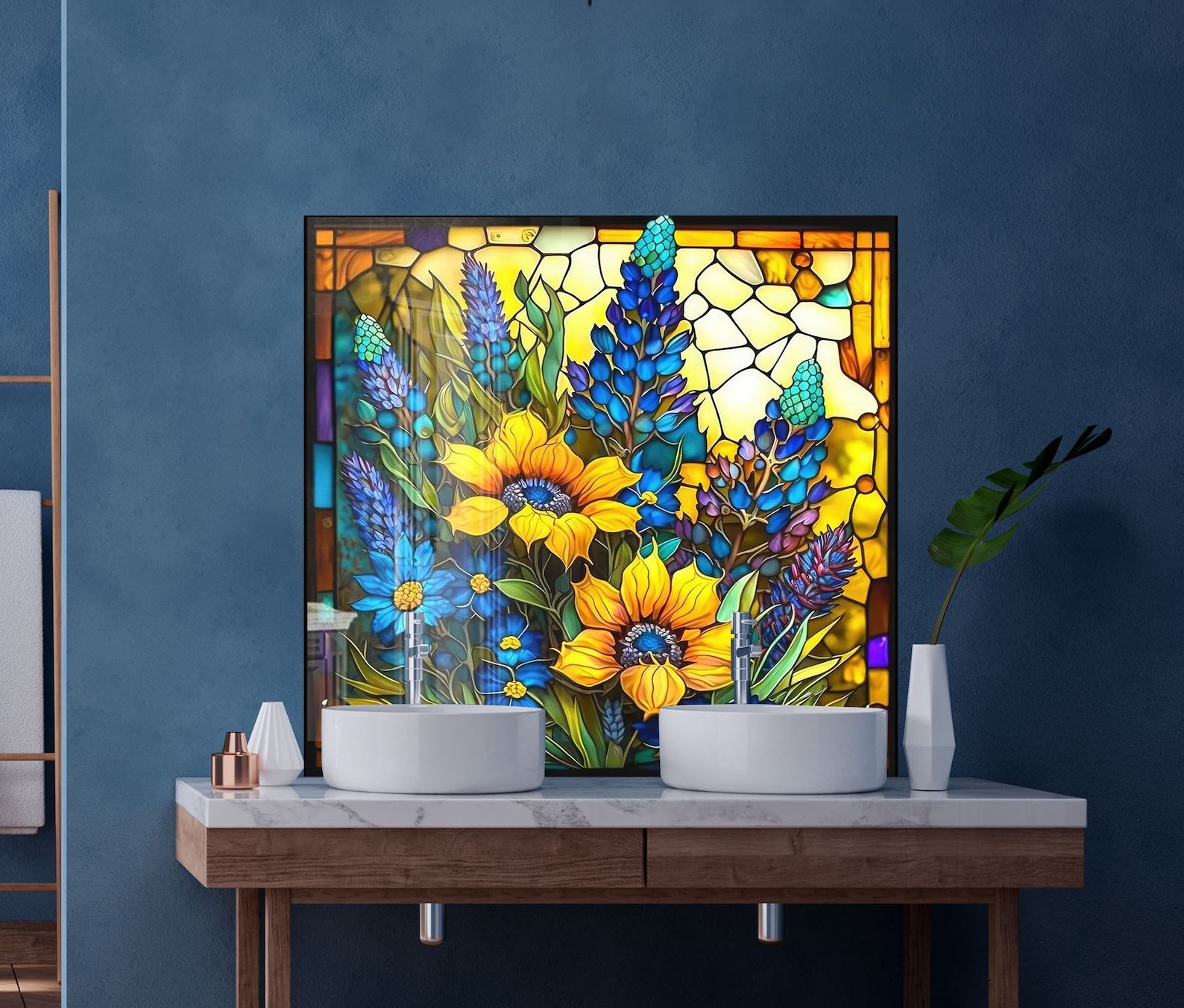 Sunflower Symphony Heat-Resistant Tempered Glass Backsplash for a Radiant Kitchen - Image 2