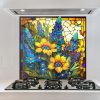 Sunflower Symphony Heat-Resistant Tempered Glass Backsplash for a Radiant Kitchen