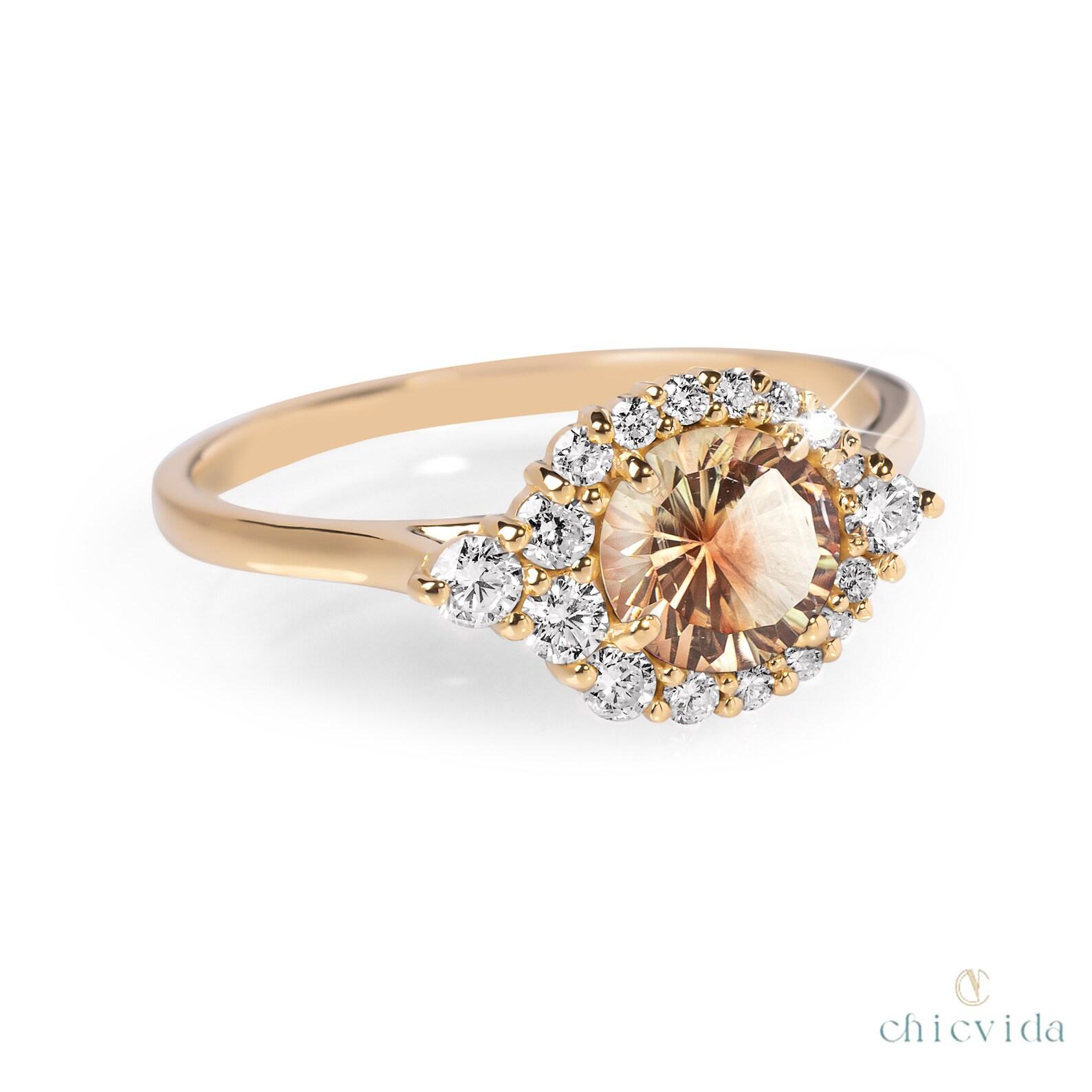 Sunstone Halo Ring A Radiant Symbol of Love and Commitment
