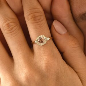 Sunstone Halo Ring A Radiant Symbol of Love and Commitment