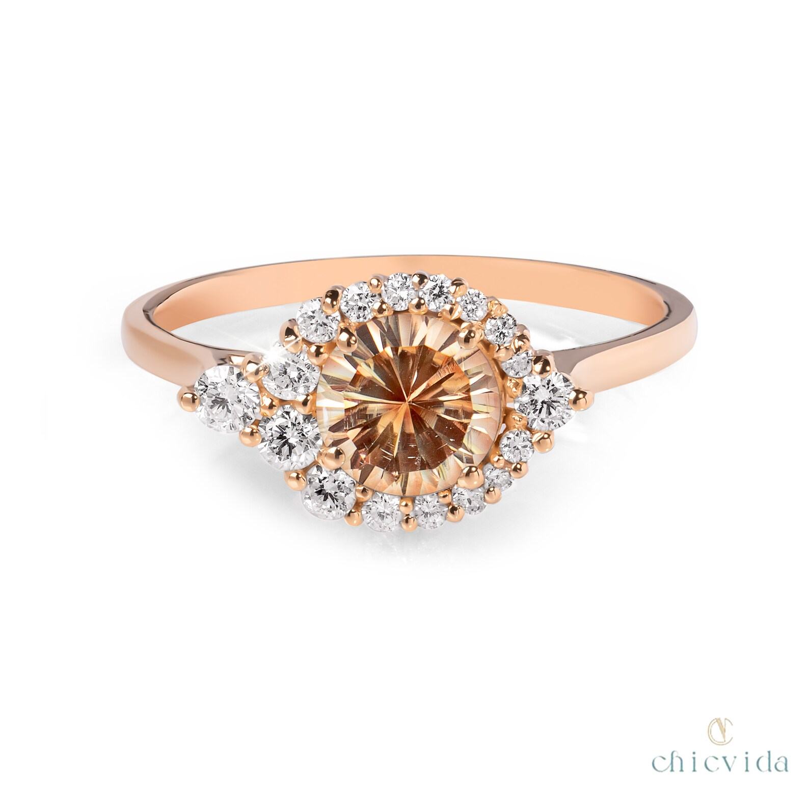 Sunstone Halo Ring A Radiant Symbol of Love and Commitment