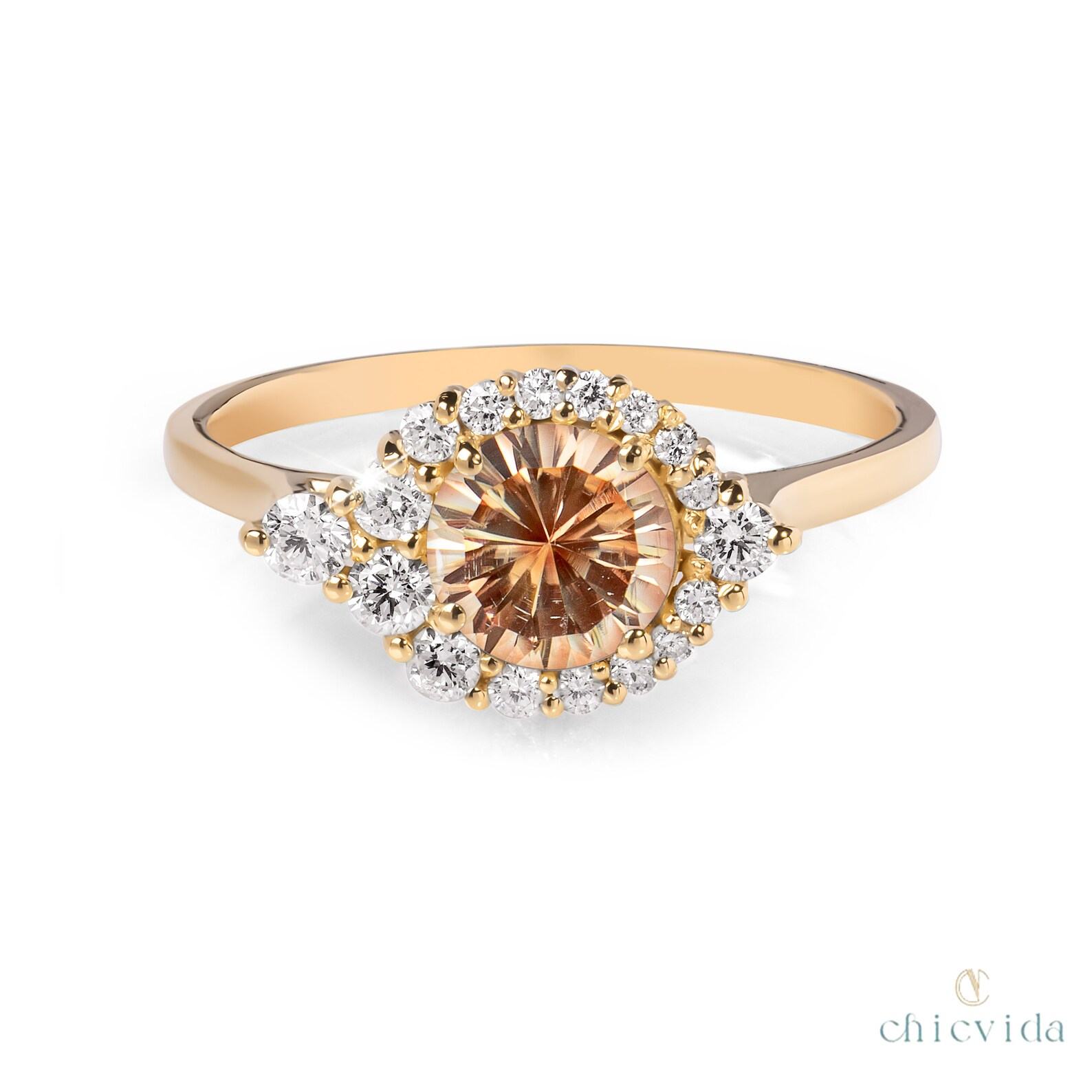 Sunstone Halo Ring A Radiant Symbol of Love and Commitment