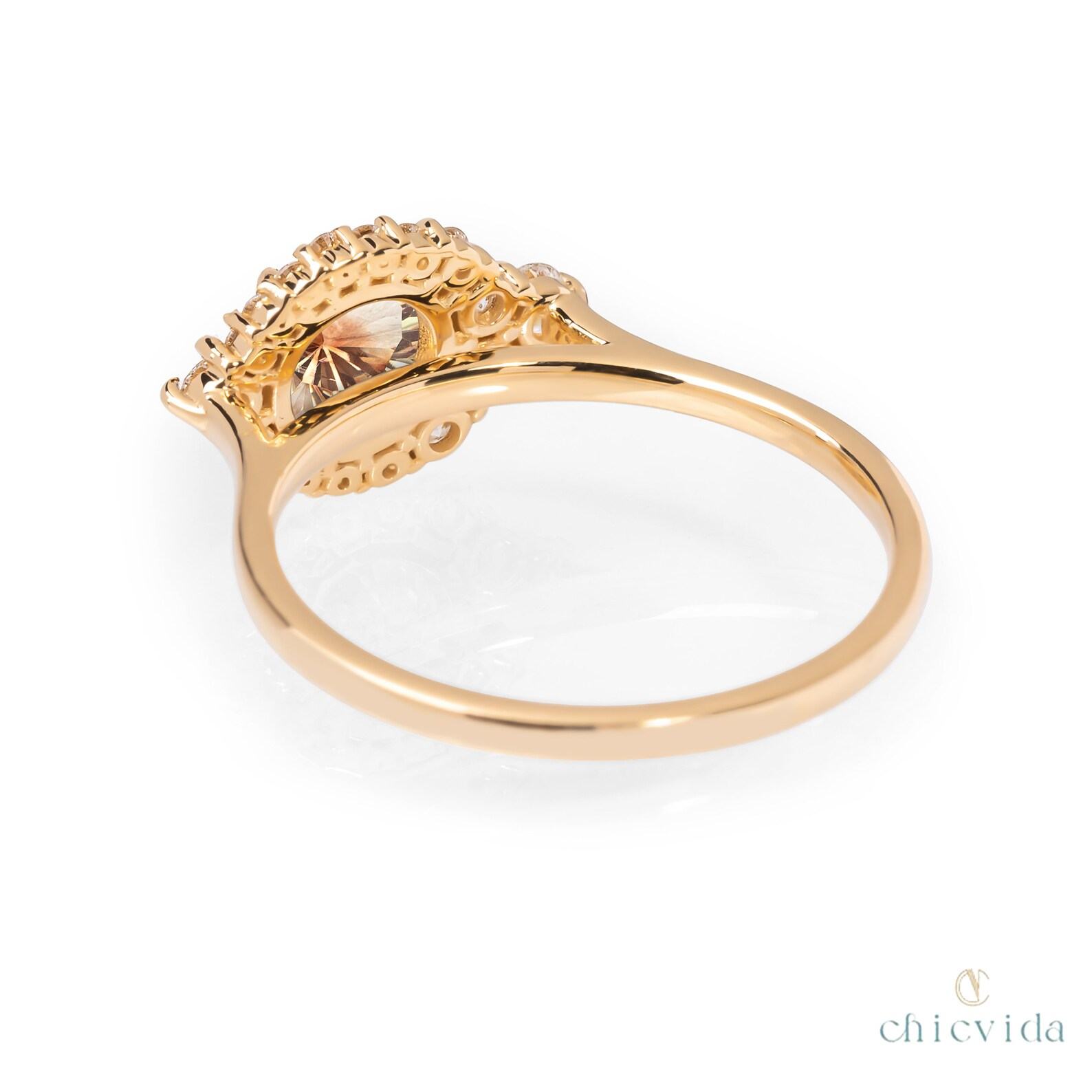 Sunstone Halo Ring A Radiant Symbol of Love and Commitment