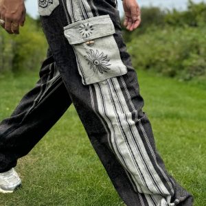 Sustainable Festival Cargo Pants Eco-Friendly Hippie Trousers for Men and Women