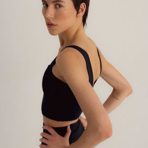 Sustainable Style Elevate Your Workouts with Our Black ECONYL Crop Top