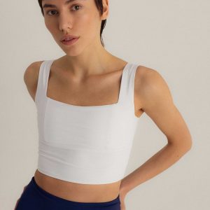 Sustainable Style Elevate Your Workouts with Our White ECONYL Crop Top and Bra