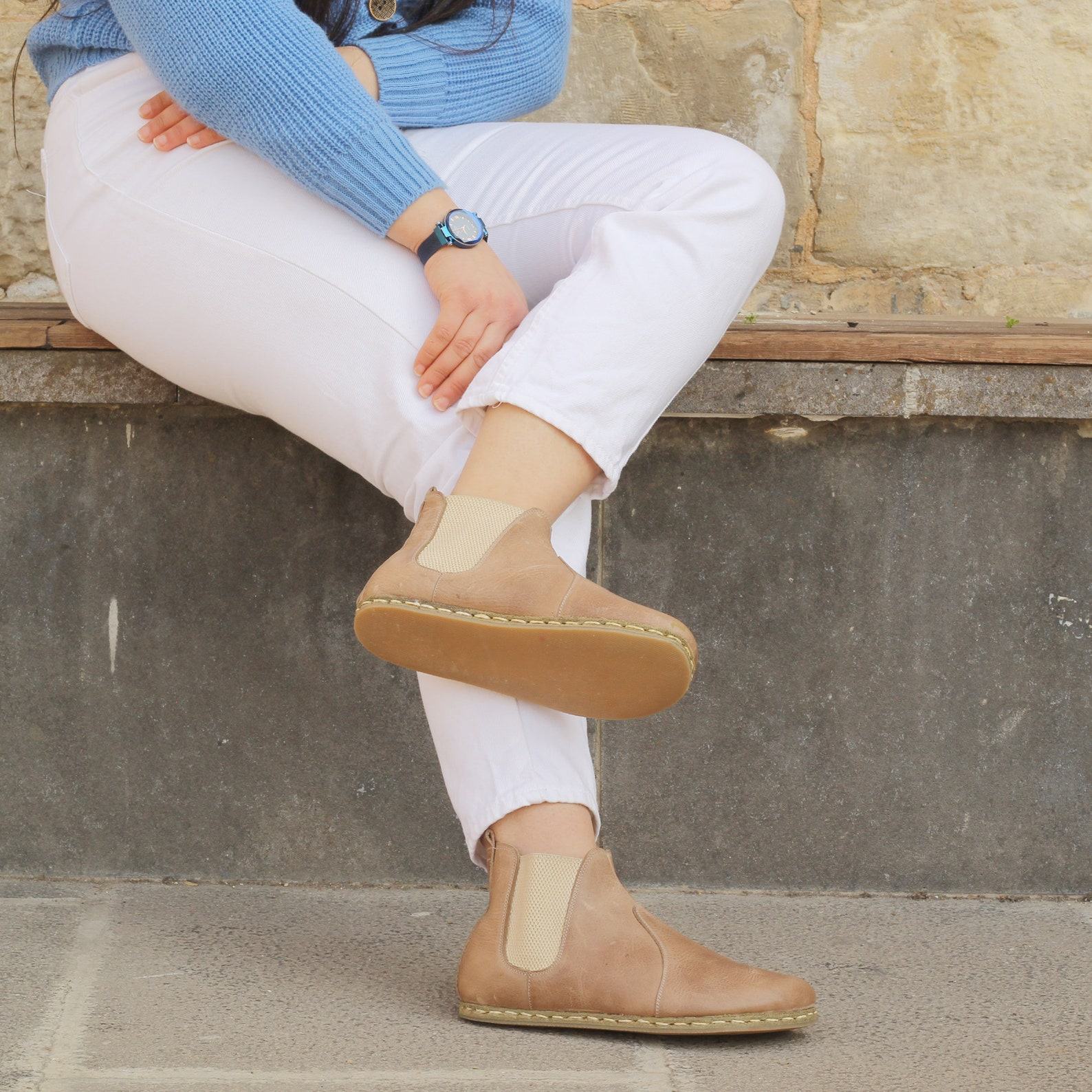 Tan Barefoot Chelsea Boots for Women – Wide Toe Box Comfort | Crazy Vision