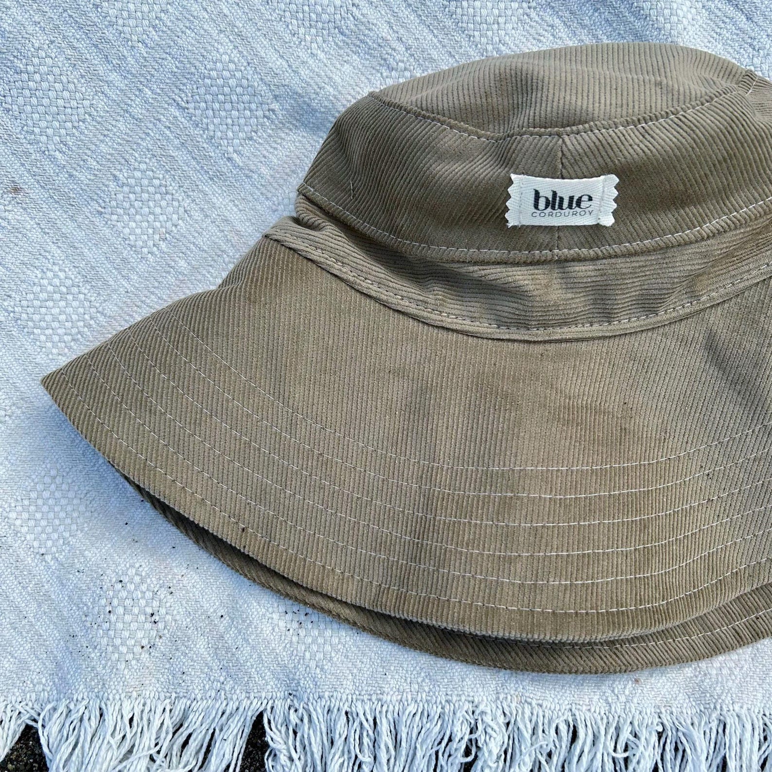 Tan Corduroy Boho Sun Hat Wide Brim, Foldable, Sun Protection