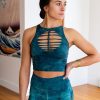 Teal Shiva Crop Top and Hand-Dyed Yoga Slit Weave Fire Hula Hoop Elevate Your Practice with Style and Flow