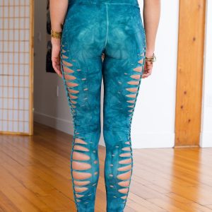 Teal Shiva Yoga Leggings Hand-Dyed for Divine Flow