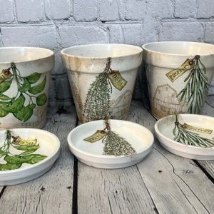 Terracotta Herb Haven Handcrafted Decoupage Pots for Your Culinary Oasis