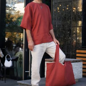 Terracotta Linen Oversized T-Shirt The Epitome of Comfort and Style