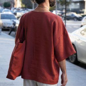 Terracotta Linen Oversized T-Shirt The Epitome of Comfort and Style