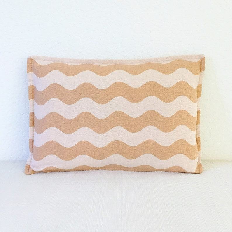 Terracotta Wavy Stripe Pillow Cover Elevate Your Home Decor with Bohemian Charm
