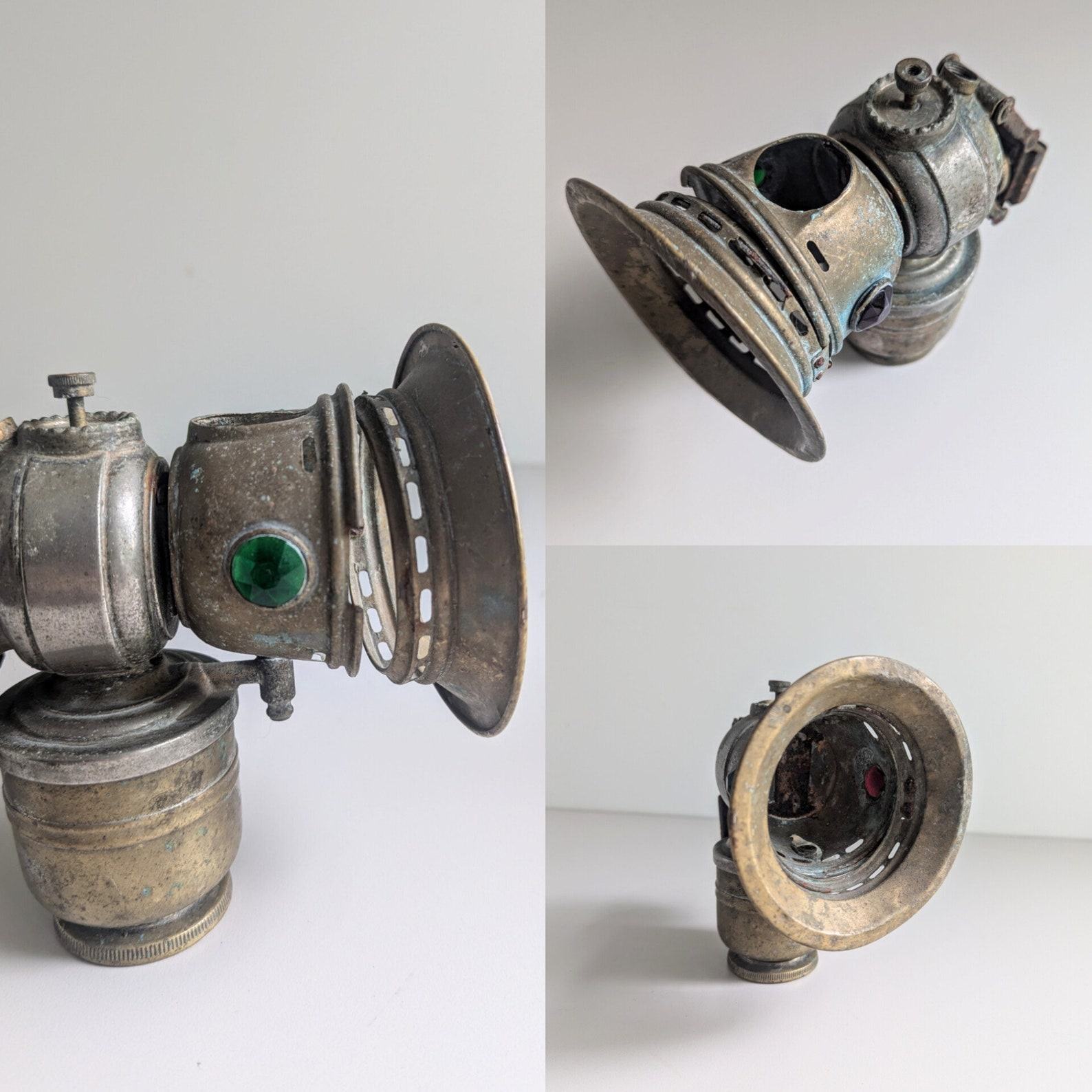 Three Antique Vintage Joseph Lucas Bicycle Lamps Illuminate Your Ride with Timeless Charm