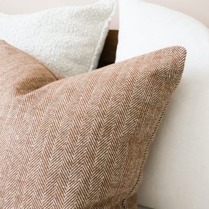 Tia Rust Herringbone Textured Throw Pillow