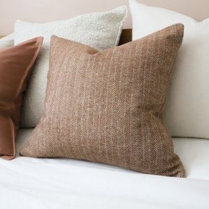 Tia Rust Herringbone Textured Throw Pillow