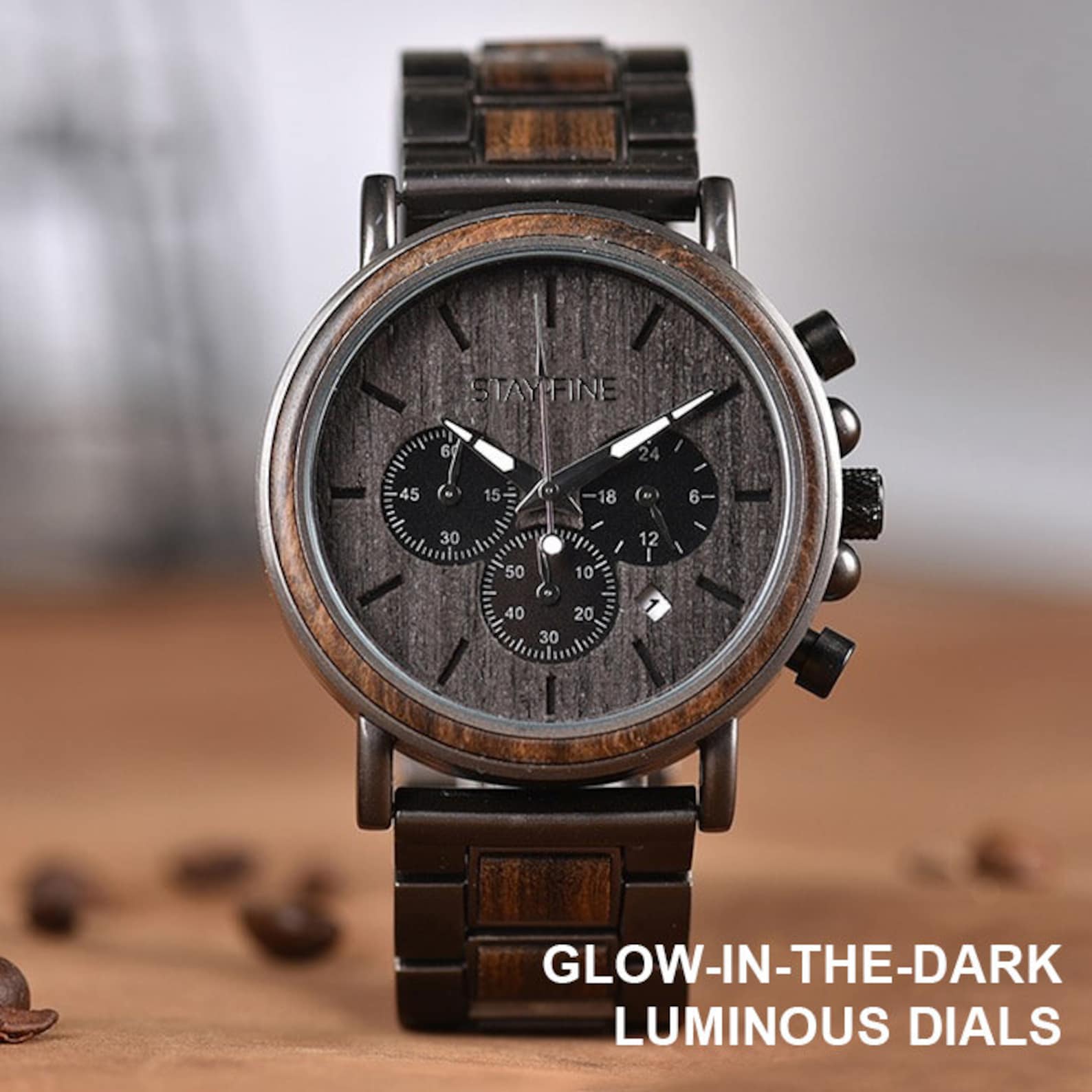 Timeless Anniversary Keepsake Personalized Wooden Watch for Him