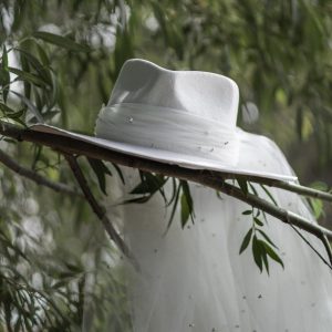Timeless Bridal Elegance White Fedora and Ivory Rancher Hat with Pearl Accents