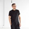 Timeless Elegance Black Linen Sleeveless Dress Shirt for Men