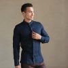 Timeless Elegance Dark Blue Linen Shirt for Men, Perfect for Weddings and Summer Soirees