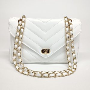 Timeless Elegance Double Flap V Diamonds Genuine Leather Shoulder Bag