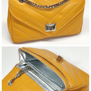 Timeless Elegance Double Flap V Diamonds Genuine Leather Shoulder Bag