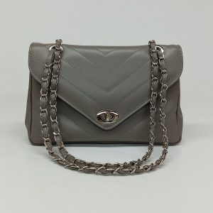Timeless Elegance Double Flap V Diamonds Genuine Leather Shoulder Bag