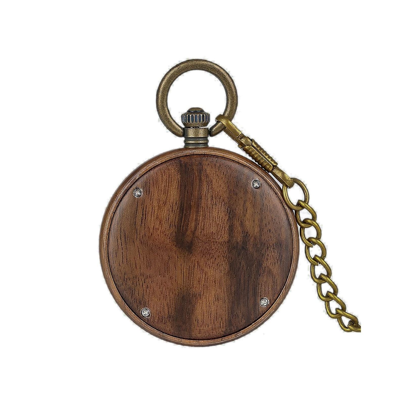 Timeless Elegance Engraved Wooden Pocket Watch, A Sustainable Item for the Modern Man