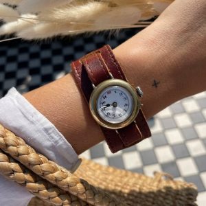 Timeless Elegance Rare 1920s Brass Trench Wristwatch with Non-Original Leather Strap