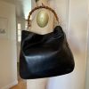 Timeless Elegance Vintage Gucci Bamboo Handle Shoulder Bag in Black Leather