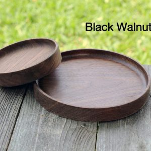 Timeless Hardwood Trays Stackable Elegance in Black Walnut, Peruvian Walnut, and Oak