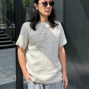 Timeless Linen Henley Elevate Your Style with Natural Elegance