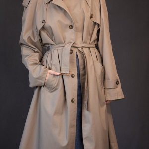Timeless Taupe Trench A Vintage Masterpiece with Checkered Charm