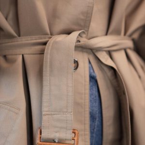 Timeless Taupe Trench A Vintage Masterpiece with Checkered Charm