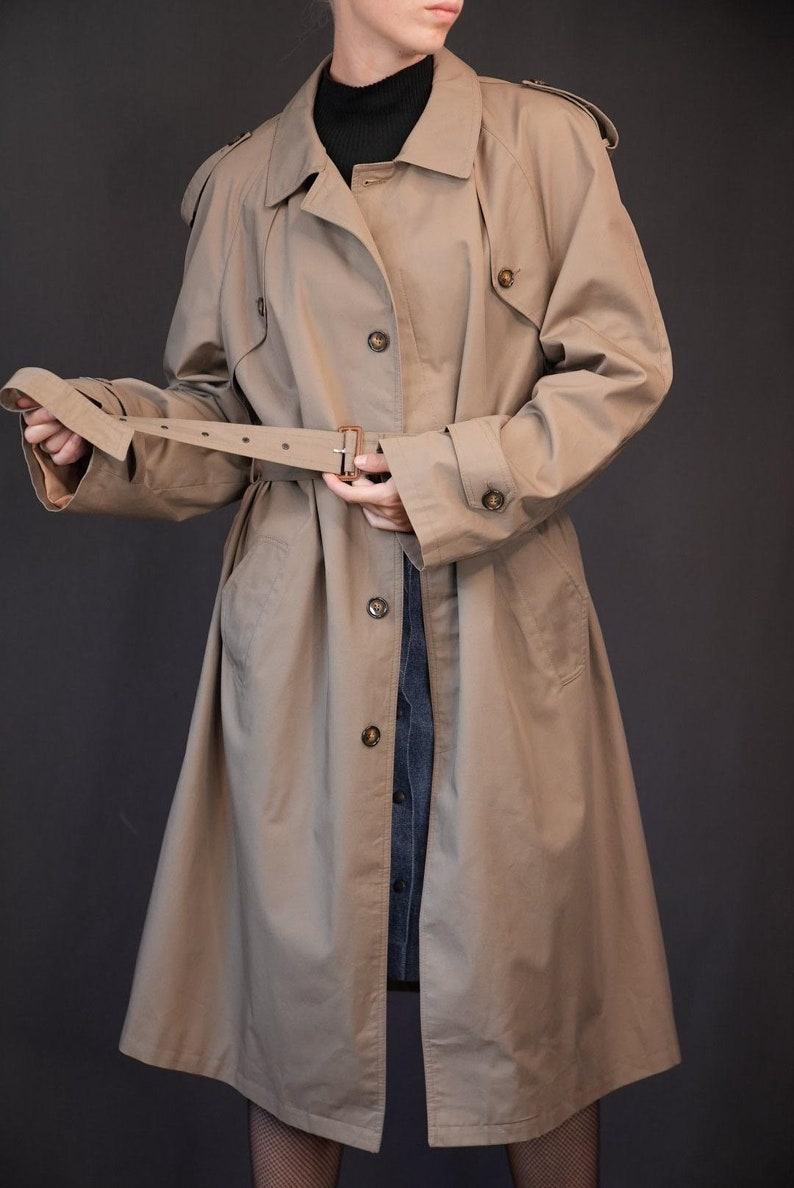 Timeless Taupe Trench A Vintage Masterpiece with Checkered Charm