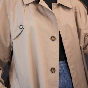 Timeless Taupe Trench A Vintage Masterpiece with Checkered Charm
